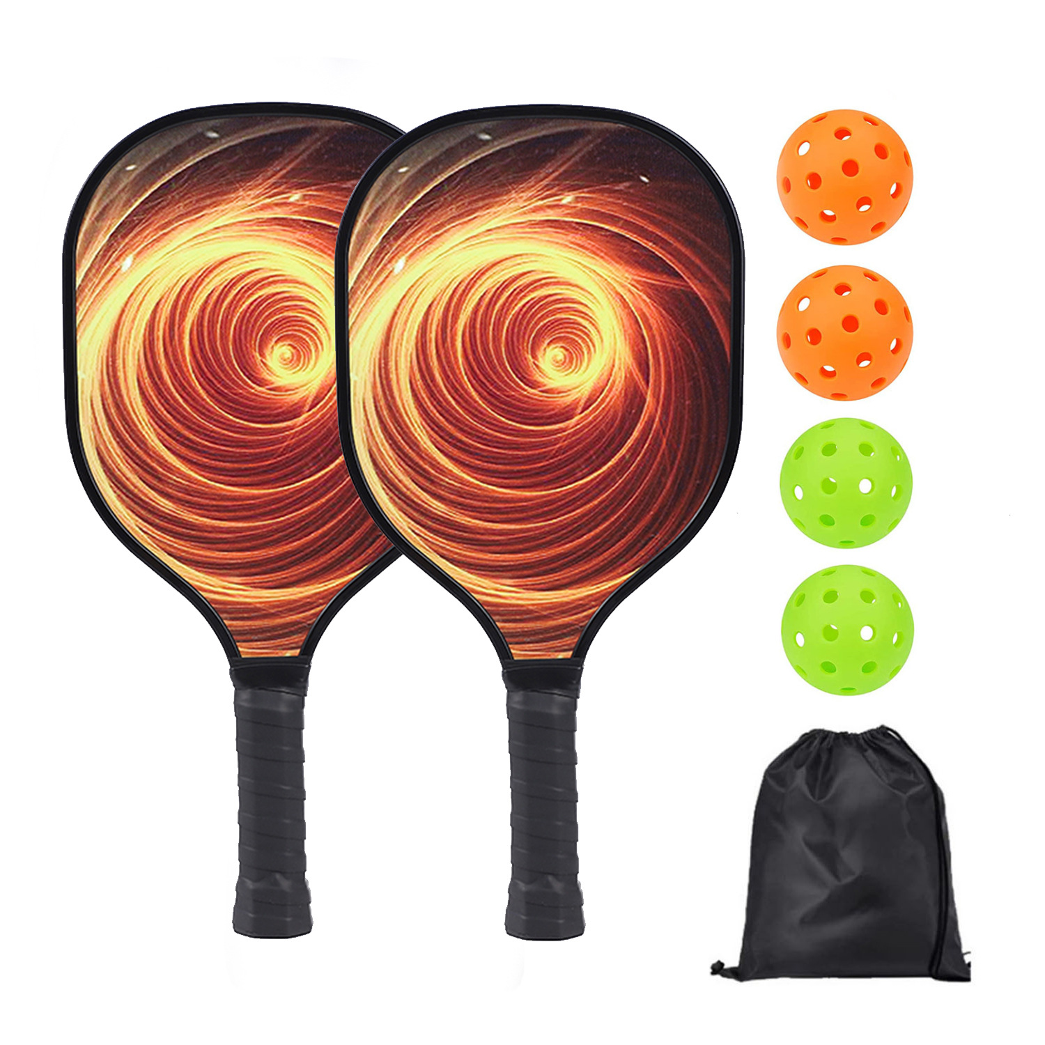 2 raquetas (marco de madera), 4 pelotas, 1 bolsa con cordón [Modelo MP184]