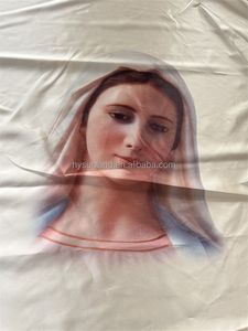 Cofanetto rettangolare in oro vergine maria stampato in oro cattolico tessuto mezzo raso mezzo netto velo bicolore per bara - Product Image 3