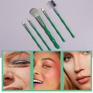 Venta caliente princesa Rosa pelo sintético cara maquillaje pinceles doble cabeza conjunto 10 Uds plano y ventilador para corrector delineador de ojos al por mayor - Product Image 5