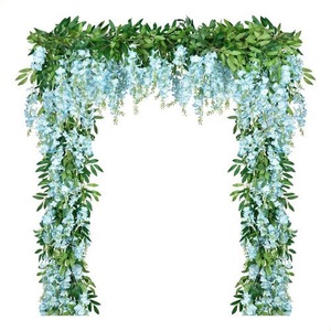 Arco de flores cuadrado para boda, arco de flores con hojas moradas, arco de flores artificiales de seda, decoración para escenario de boda - Product Image 5