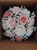045 Bouquet de mariée extérieur en roses artificielles en soie faites à la main, imprimées, fleurs éternelles, ornement cadeau