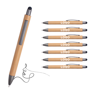 Promotional Cheap Eco-friendly Natural Recycled Click Bamboo Wood <b>Ballpoint</b> <b>Pen</b> With Top Stylus Custom Logo Printed Lasered - Product Image 1