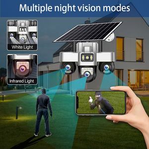 V380 Aov 24h Enregistrement 3lens 3ptz 4g Caméra solaire extérieure Ip66 Couleur <span class=keywords><strong>Version</strong></span> nuit Audio bidirectionnel Cctv Caméra de sécurité sans fil - Product Image 3
