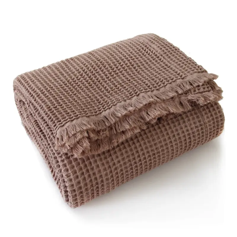 Manta de tejido con borlas para sofá y cama, nueva manta de tejido de 100% algodón con estilo liso, técnica tejida, venta al por mayor