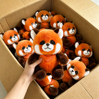 Prêt à expédier : Jouets en peluche Panda roux corpulent de dessin animé, 8 pouces, en coton doux, pour machine à griffes, pour filles