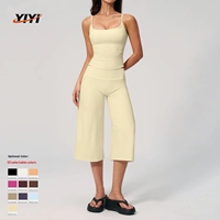Ensemble de vêtements de yoga 2 pièces pour femmes, style innovant, débardeur de yoga solide à bretelles, taille haute, résistant aux plis, séchage rapide, Spandex/Nylon