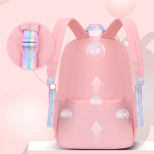 Girls' Color Block <b>Backpack</b> 15 Inches Lightweight <b>School</b> Bag For Elementary Students With Zipper Pocket And Soft Handle - Product Image 4