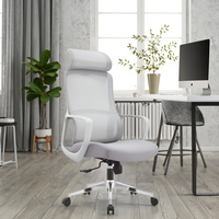 Nouvelle arrivée, chaise de bureau ergonomique en caoutchouc gris et blanc JYG-Bell, protection lombaire, siège profilé, base de 320 mm, chaise à gaz réglable