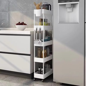 Étagère mobile à 5 niveaux rectangulaire avec poignée pour organiser le rangement du réfrigérateur de cuisine - Product Image 2