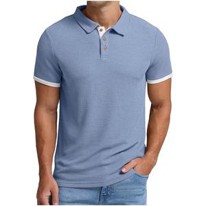 Chemises de golf pour hommes Polos décontractés à manches courtes en tricot gaufré pour hommes Polos actifs pour hommes - Product Image 1