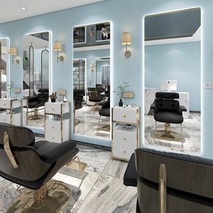 Mobilier de salon miroir pleine longueur à large led personnalisé miroir d'habillage miroir led de beauté pour barbier