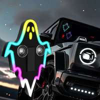 Lampe d'ambiance LED USB solaire Ghost pour voiture, avec ventouse pour vitre arrière, clignotante sans fil, anti-collision, stroboscopique, décorative