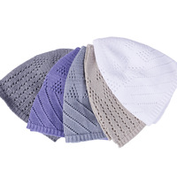 Chapeau sans bord haut de gamme en maille style melon, bonnet tricoté en coton pour homme, style Kufi, respirant et extensible, toutes saisons