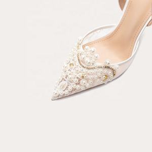 Sepatu Hak Tinggi Wanita Model Stiletto Renda Mewah Musim Panas 2024, Sandal Putih untuk Pengantin Wanita - Product Image 6