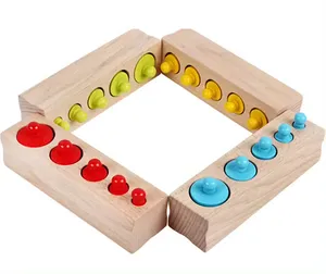 木製教育玩具モンテッソーリカラフルブロック子供ジグソーパズル