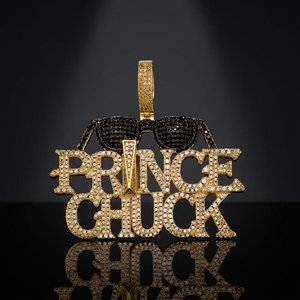 Collier Pendentif Lettre Plaqué Or Sertie de Zircons, Chaîne Corde, Bijoux Hip Hop pour Cadeau de Fête - Product Image 2
