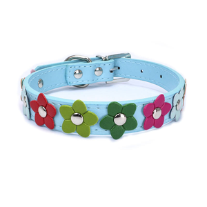 Adjustable Cute Flower Decorated PU <strong>Leather</strong> Pet <strong>Collar</strong> Durable <strong>Padded</strong> Buckle Daily Fashion Wear for Small <strong>Dogs</strong> and Cats - Product Image 6
