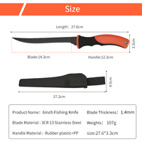 Couteau à filet de pêche multifonctionnel en acier inoxydable personnalisé avec manche en PP de couleur orange