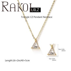 Collana Rakol NP6021 in Acciaio Inossidabile Minimalista con Triangolo e Zirconi, Placcata Oro 18K, Ciondolo Geometrico con Diamanti CZ, <span class=keywords><strong>Terza</strong></span> Collezione Donna - Product Image 4