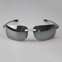 Lunettes de soleil vintage Y2K ultra-légères sans monture pour hommes Lunettes de soleil de conduite argentées à monture miroir UV400