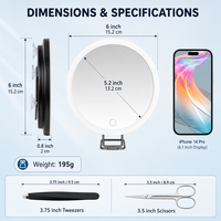 Miroir grossissant LED rechargeable MoonlitGlow 10X 20X 30X, miroir de soin personnel portable à 3 couleurs de lumière pour la vente en gros et au détail