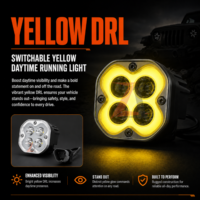 Projecteur LED dynamique 7 couleurs IP67 avec couvercle ambré 12V 24V 160W, 4 faisceaux laser blancs pour éclairage ultra-lumineux 4x4