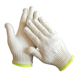 Guantes de punto de algodón de hilo de algodón polivinílico Guantes DE SEGURIDAD DE TRABAJO blancos/blanqueados - Product Image 1