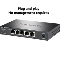 TP-LINK TL-SH1005 Commutateur Gigabit 8 ports 2500 Mbps 2,5 Gbit/s Tous ports RJ45 Ethernet Noir Compatible FTTX Réseaux WiFi GPRS TCP
