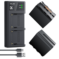 K&F Concept 2 Paket Baterai Kamera Daya Tinggi 6600mAh NP-F970 dan Set Pengisi Daya LED untuk Sony NP-F550 F570 F750 F770 F930 F950 F960