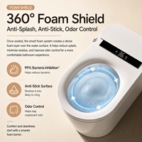 Couvercle de siège de toilette japonais intelligent, toilette ronde à fonctionnement automatique, chasse d'eau super puissante, toilette intelligente monobloc à siphon en S