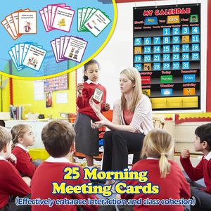 Tableau de gestion du temps mensuel pour enfants, maternelle et préscolaire, en plastique multi-pièces, format pochette calendrier de classe - Product Image 6