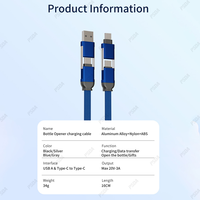 EONLINE Ouvre-bouteille 6 en 1, câble de charge super rapide de type C pour iPhone 14, chargeur Huawei, câble en silicone liquide coudé
