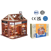 Kit de maison miniature éducatif DIY IIECREATE, maison de poupée K-1073, librairie, puzzles en bois 3D, jouet miniature fait main, échelle 1:24
