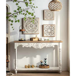 Decoración de granja de alta calidad para sala de estar, adorno colgante Retro <span class=keywords><strong>blanco</strong></span> hecho a mano, decoración de pared de madera rústica - Product Image 3