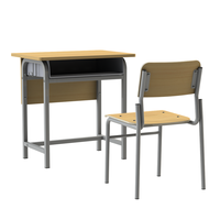 Meubles d'école primaire en bois modernes et confortables, ensemble bureau et chaise pour un seul élève