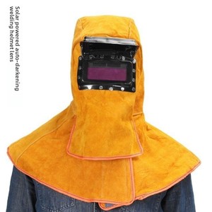 Masque de soudage électrique tout-en-un en cuir de vachette avec trou de ventilation, anti-brûlure, anti-chaleur, <span class=keywords><strong>casque</strong></span> de soudage monté sur la tête - Product Image 1