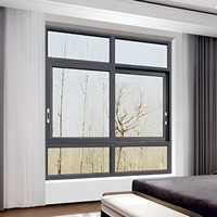 Portes et fenêtres coulissantes horizontales en alliage d'aluminium pour extérieur moderne, double vitrage, moustiquaire en acier inoxydable, isolation thermique