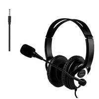 Casque audio supra-auriculaire filaire avec son stéréo et micro pour ordinateur, noir