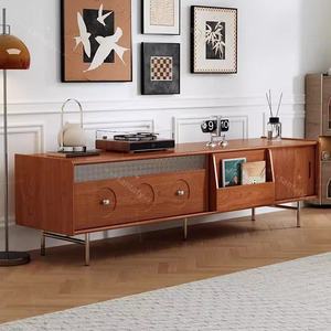 Meuble TV et table basse combinés en bois de cerisier antique chinois du milieu du siècle - Bois massif, style ferme, bar à domicile, gain de place, écologique - Product Image 4