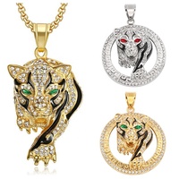 Hip Hop Acier Inoxydable Cristal Léopard Pendentif Collier Tendance Bijoux De Mode Charmes