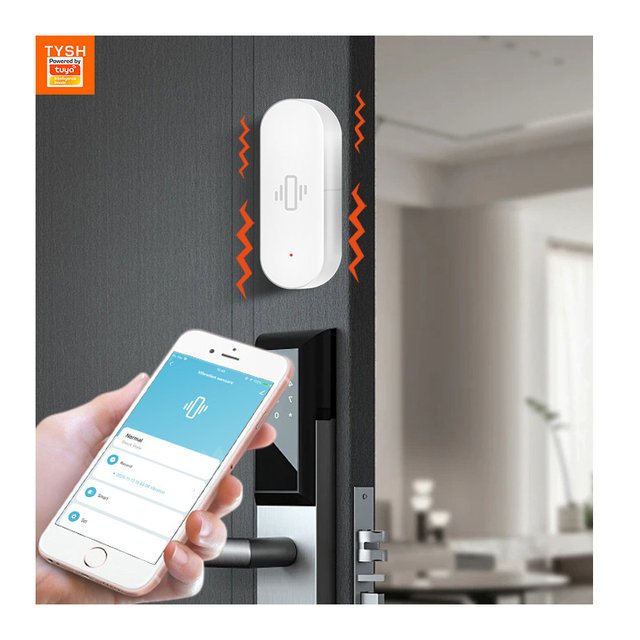TYSH Tuya Smart Life Vibration Sensor WiFi Tuya Sensor Monitor App Control Security Protection Motion Shock Alarm