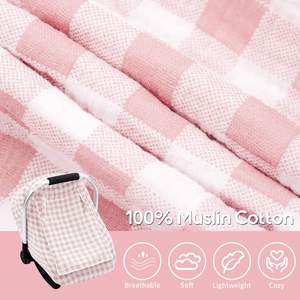 Nouvelle conception, housse de siège <span class=keywords><strong>auto</strong></span> pour bébé en coton respirant toutes saisons, auvent chaud avec fenêtre en filet pour bébés - Product Image 6