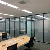 Cloison en verre à double vitrage avec stores intégrés, isolation acoustique, cadre en aluminium, séparateur en verre pour bureau, salle de réunion