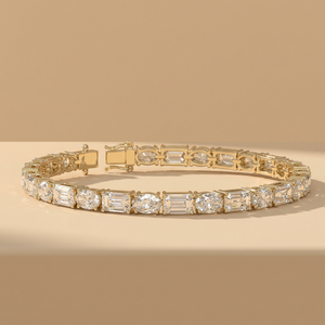 Pulsera de tenis de oro con diamantes naturales, diseño de esmeraldas y formas ovaladas, joyería fina de lujo, pulsera de gemas amarillas, regalo clásico - Product Image 5