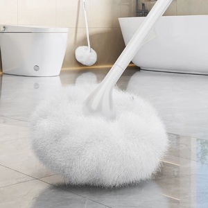 Brosse de bain sphérique en forme de nuage, brosse de nettoyage de toilettes blanche à long manche pour baignoire et salle de bain, sans dommages pour la glaçure - Product Image 1
