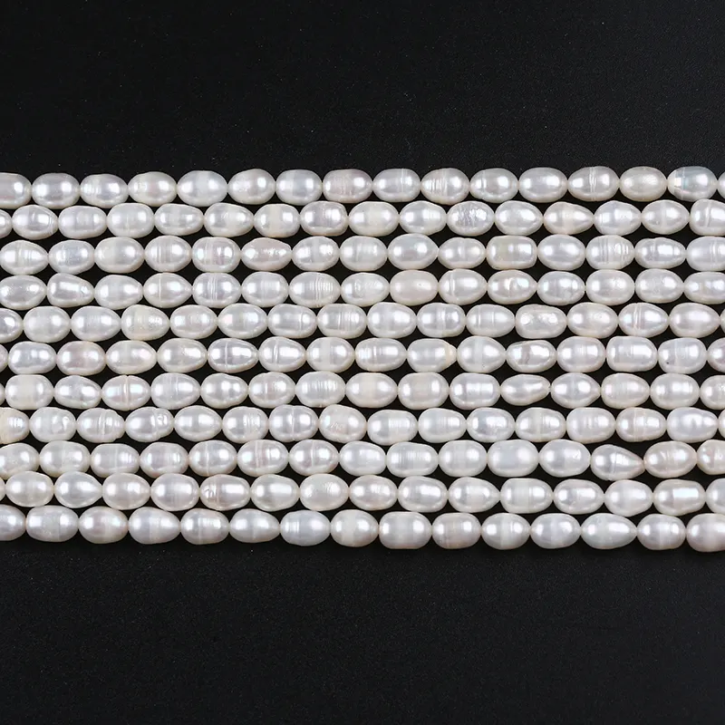 5-6mm AAAA AAA AA A B C perline sciolte naturali bianche di grado diverso filo di perle di riso d'acqua dolce reale