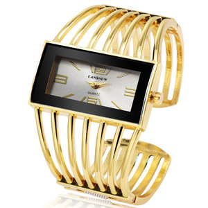 Reloj de Cuarzo de Lujo para Mujer al por Mayor, con Puntero Rectangular, Cristal de Aleación, Pulsera de Acero Inoxidable, Casual, con Diamantes Huecos, Resistente al Agua - Product Image 2