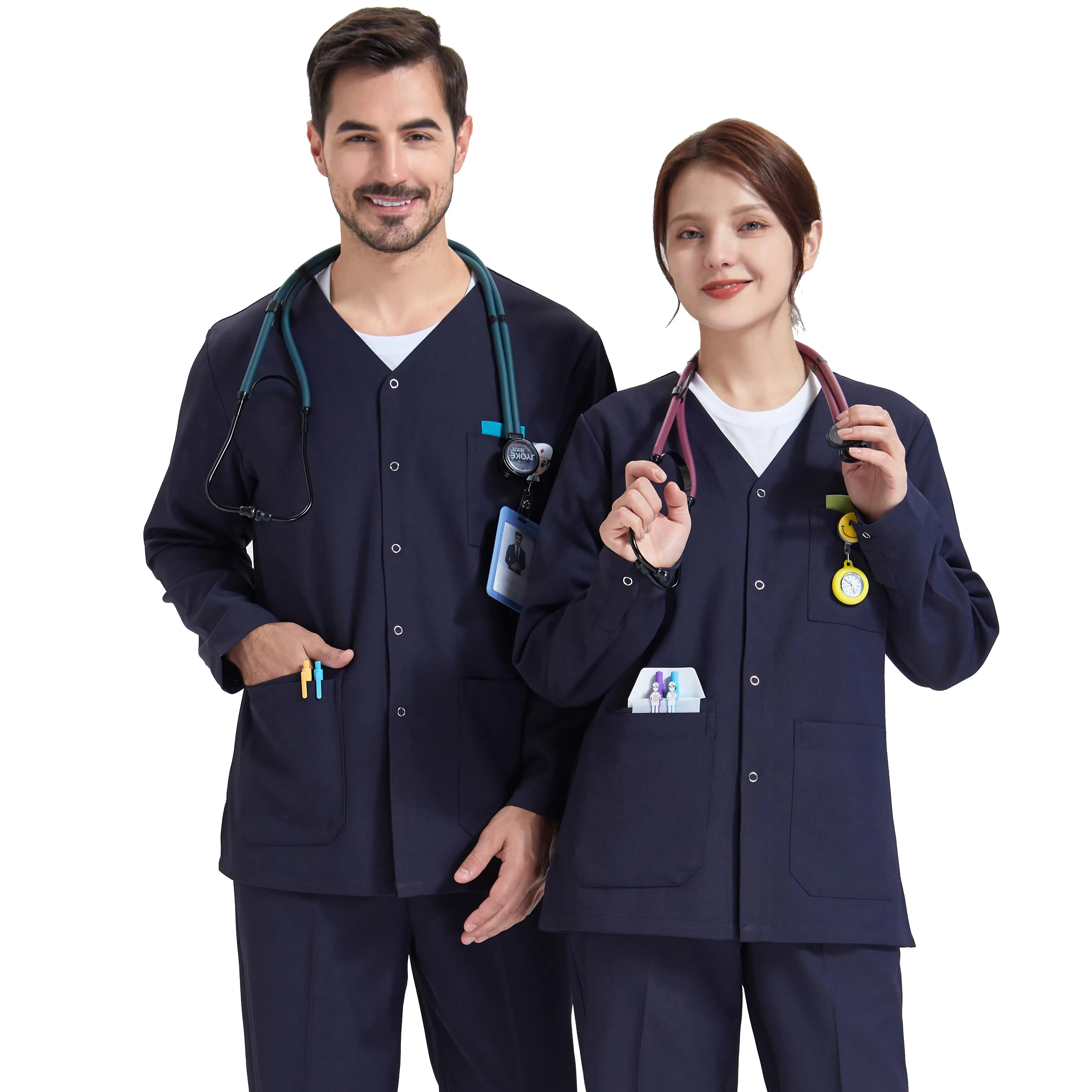 हॉट सेल डॉक्टर वर्दी मेडिकल नर्सिंग स्क्रब अस्पताल कस्टम लंबी आस्तीन नर्स पहनें जैकेट वर्दी सेट