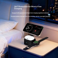 Nouveau chargeur sans fil magnétique 30W trois-en-un pliable avec câble rétractable, charge rapide, port USB-C