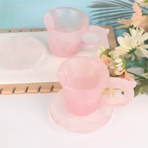 CHUSE crystal crafts natural crystal tea cups hand made rose quartz water coffee cup for home decoration